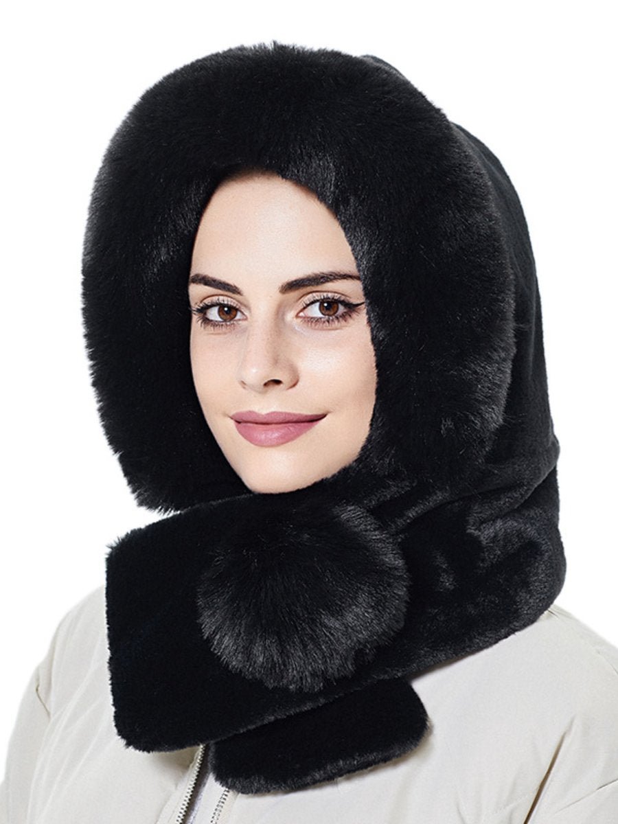 Women's Winter Hats Ear Protection Fleece Scarf Integrated Hedging Hats
