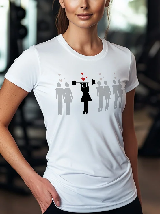 Women's Fitness Lover Print Cotton Casual T-Shirt