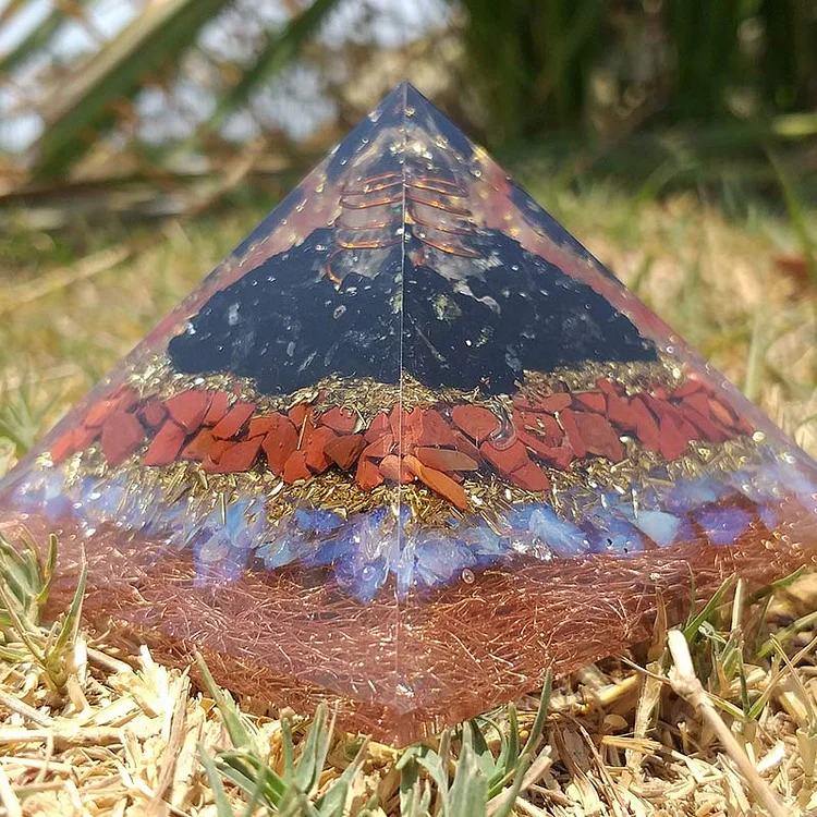 Clear Crystal With Opal Protection Orgone Pyramid