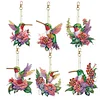 (US Local)6Pcs Double Sided Hummingbird Holding A Flower Diamond Art Keychains Crafts