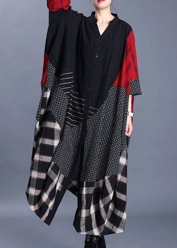 Stylish Asymmetrical Button Patchwork  Coat