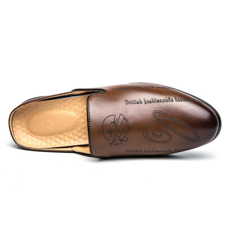 FIXSYS Arrive Man Casual Shoes Summer Breathable Slippers Fashion Leather Men Mules Outdoor Half Shoes Retro Slides Half Loafers