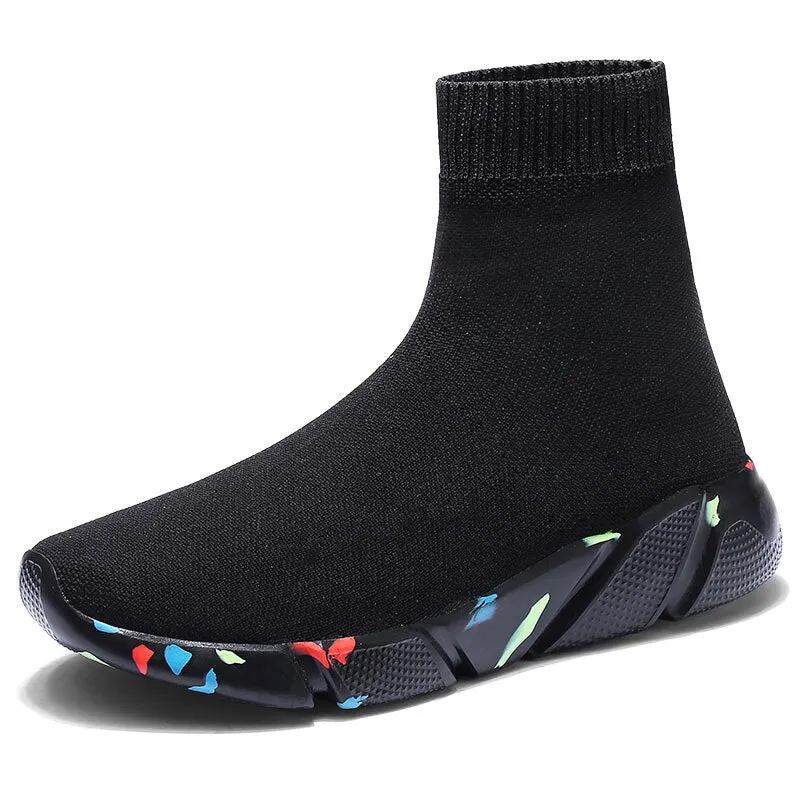 MWY New Stretch Sock Shoes Woman Flats Breathable Sneakers Shoes High Top Slip On Women Casual Shoes Zapatos Mujer schoenen