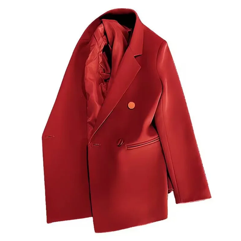 Woherb Woherb New Blazer Female Metal Button British Wind Casual Versatile Green Red Small Suit Tide-Outfit Ideas