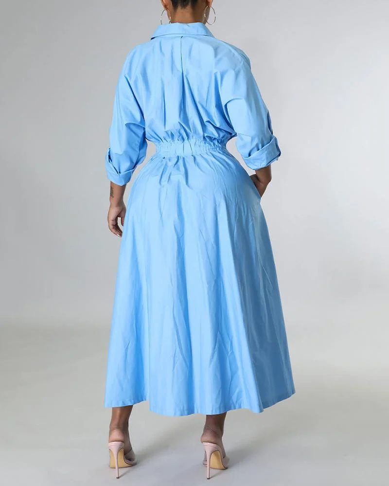 Casual Stylish Long Sleeve Shirt Dress
