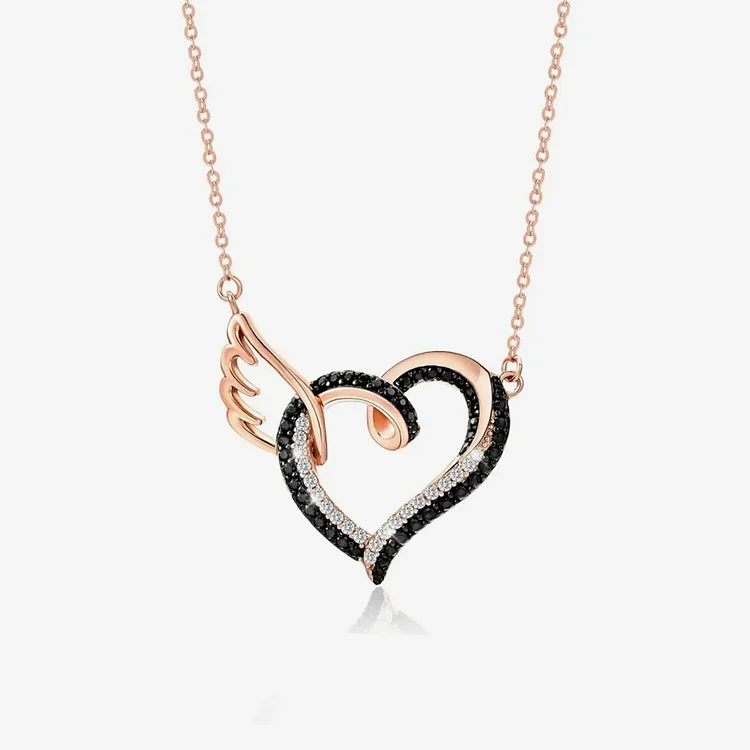 For Memorial - I'll Hold You in My Heart Until I Can Hold You in Heaven Black Diamond Necklace