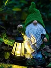 Flocked Gnome Statue with Solar Light Outdoor Gnome Decoration for Outdoor Decor