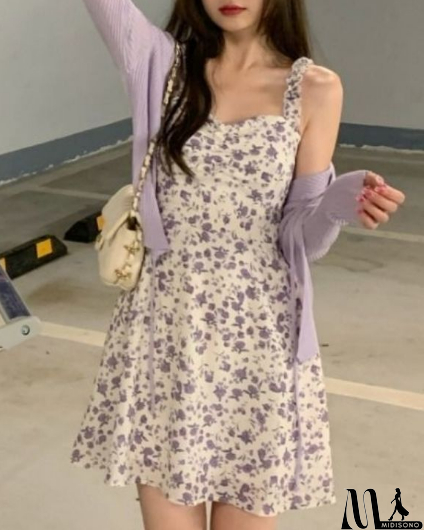 MidiSono - Women Floral Sling Sleeveless Dress