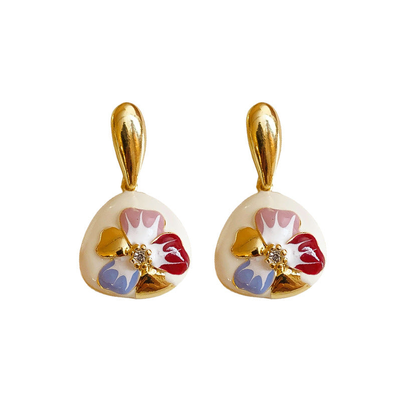 Luxurious Flower Geometric Flower Alloy Oil Dripping Earrings