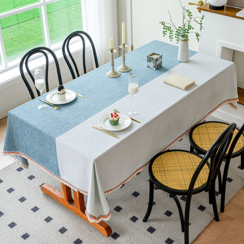 Minimalist Color Block Stripe Polyester Tablecloths