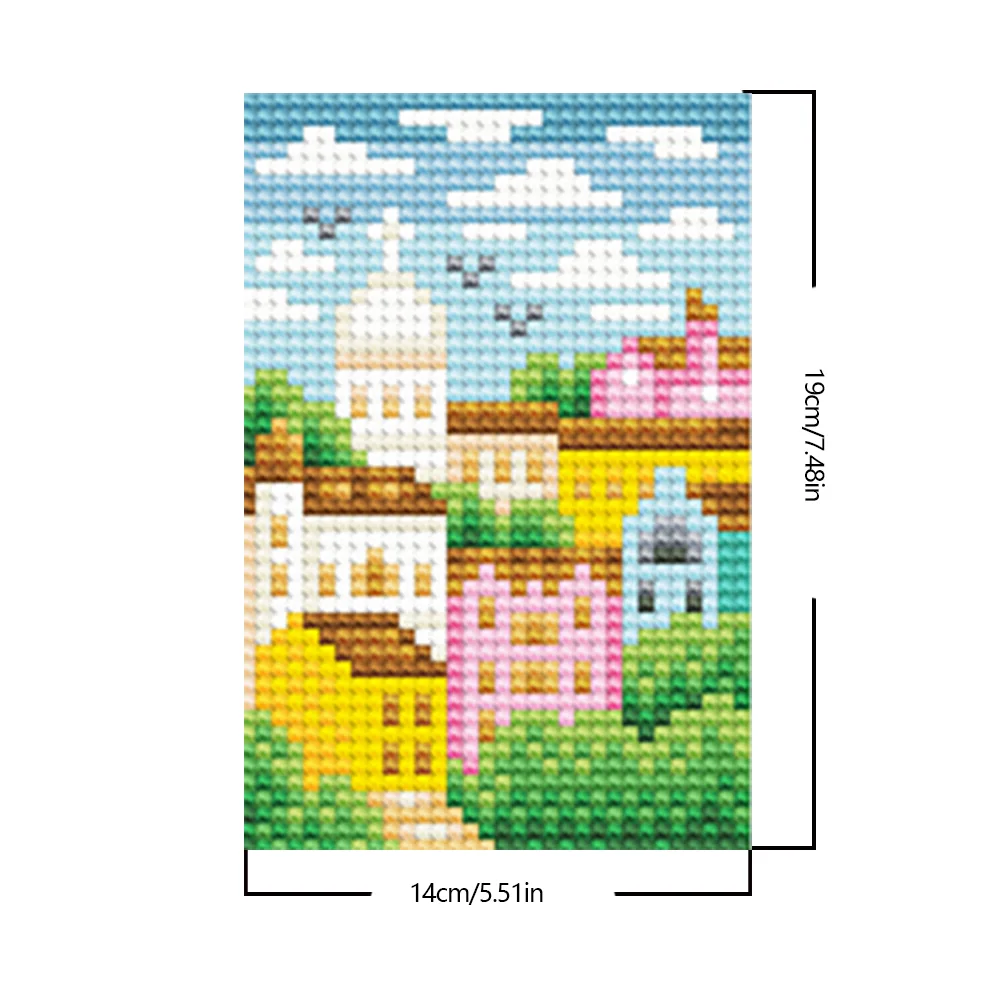 6pcs Scenery DIY Mini Round Diamond Painting for Desktop Decor No Frame(14*19cm)