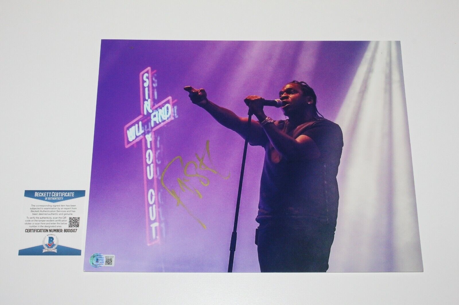 RAPPER PUSHA T SIGNED 11x14 Photo Poster painting BECKETT COA CLIPSE HIP HOP KANYE WEST BAS