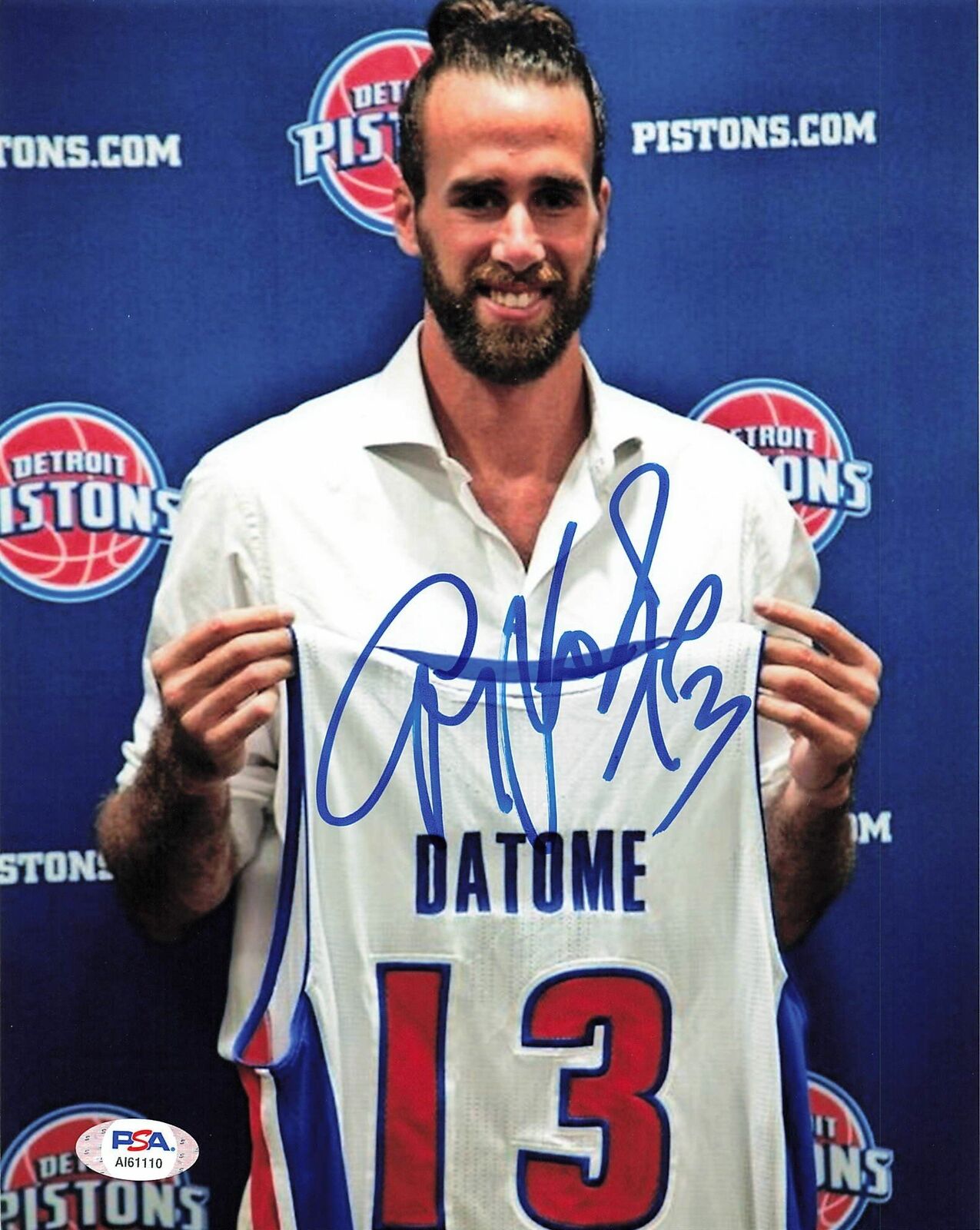 LUIGI DATOME signed 8x10 Photo Poster painting PSA/DNA Detroit Pistons Autographed