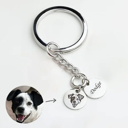 Personalized Pet Photo Keychain Custom Name Pet Keychain