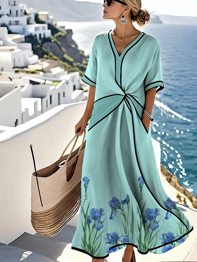Women's loose-fitting retro printed dress