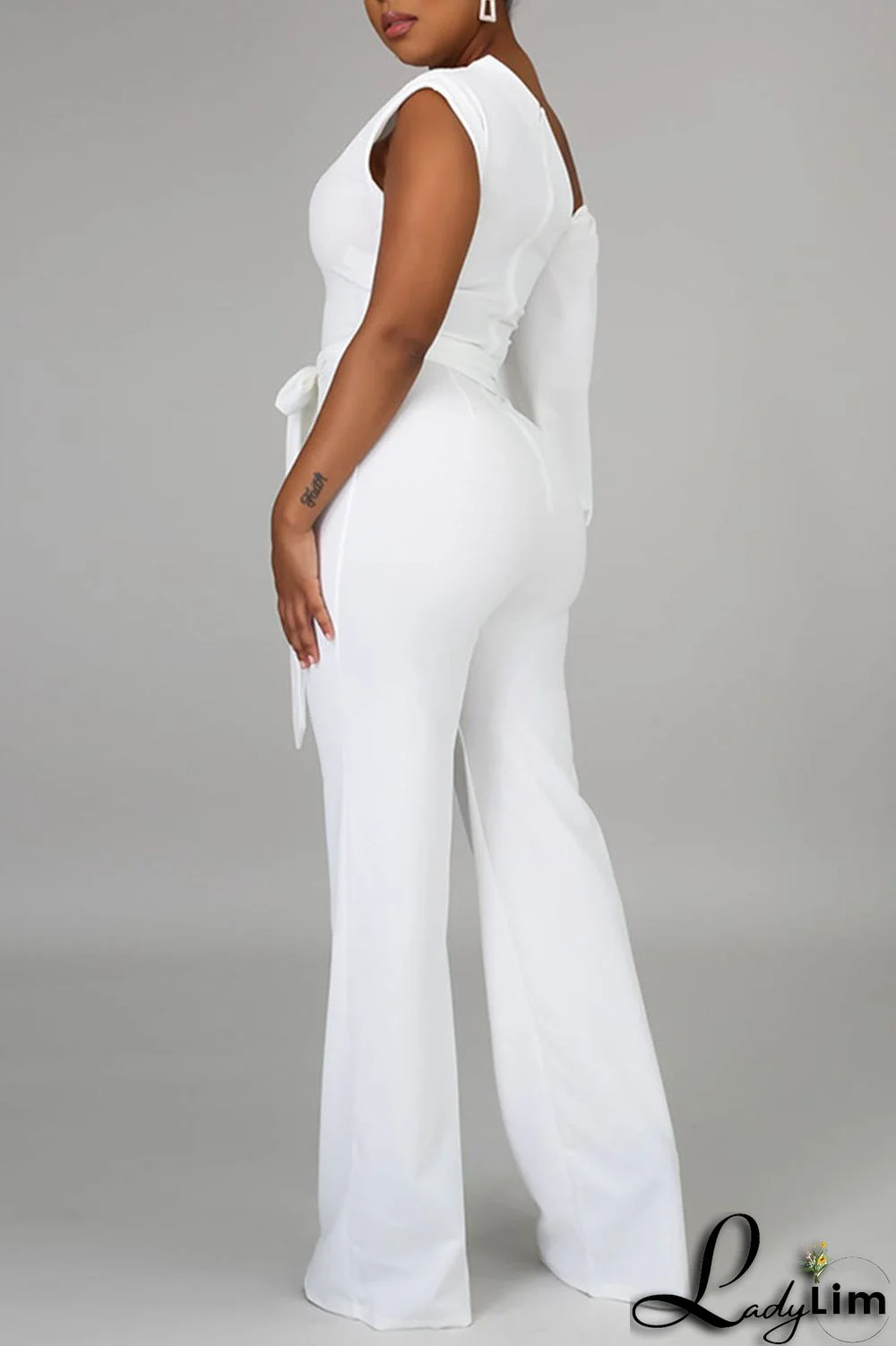 Black Fashion Casual Solid Patchwork Asymmetrical Asymmetrical Collar Straight Jumpsuits