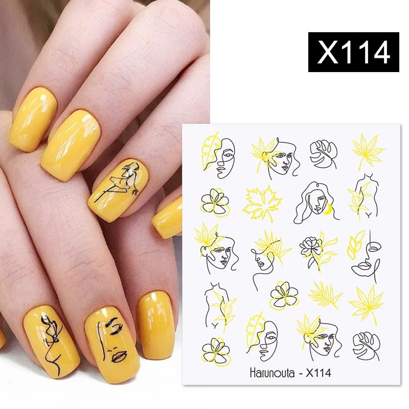 Harunouta Geometrics Gradient Volcanic Cloud Water Decals Colroful Wave And Rainbow Pattern Slider Stickers For Nails Decoration-Nail Inspo