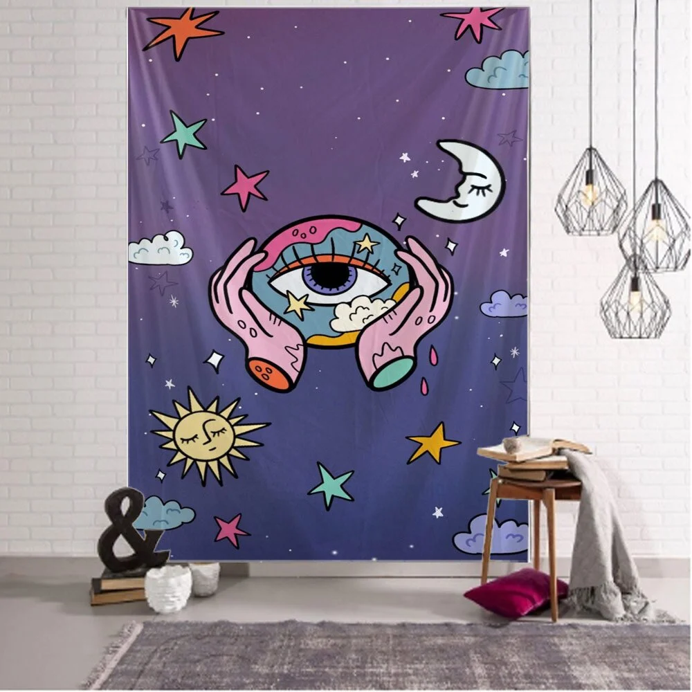 Nigikala Flower Mushroom Eye Tapestry Boho Art Bedroom Living Room Aesthetics Wall Hanging Tapestry Home Decor