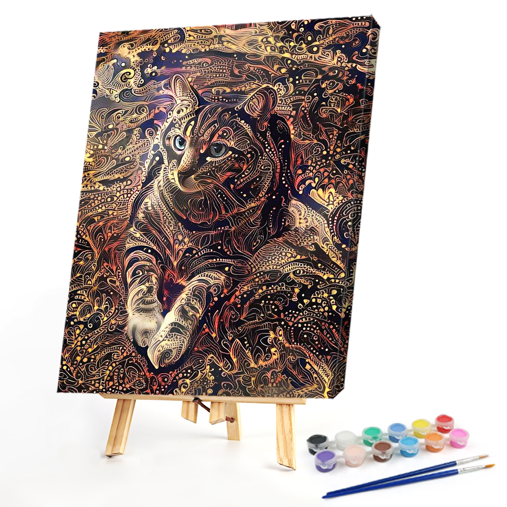 

40*50CM - Paint By Numbers - Psychedelic Cat, 501 Original