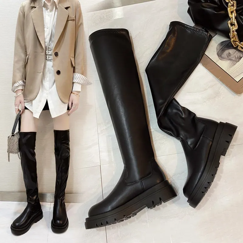 Women Long Boots Over the knee Ladies Luxury Fashion Autumn Winter Shoes Platform Fashion Woman Footwear Slip On 2021 New