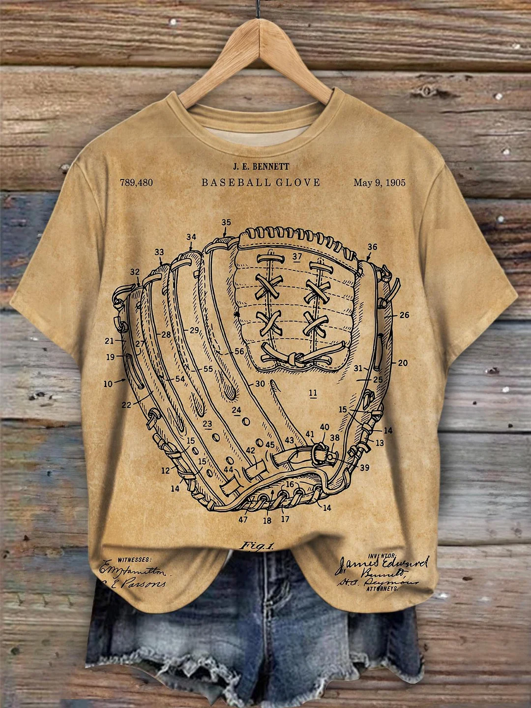 Women's Vintage Baseball Poster Print Casual Top