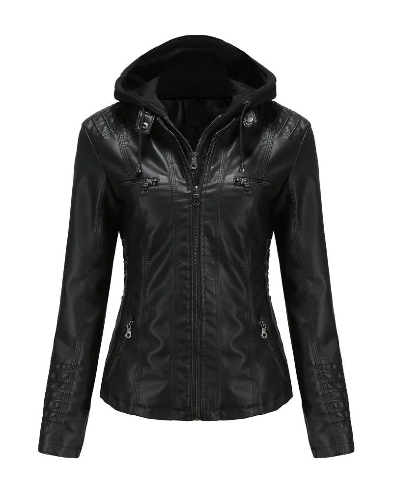 Women's casual leather jacket coats-120312