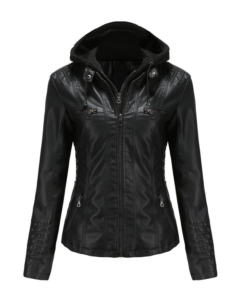 Women's casual leather jacket coats-120312
