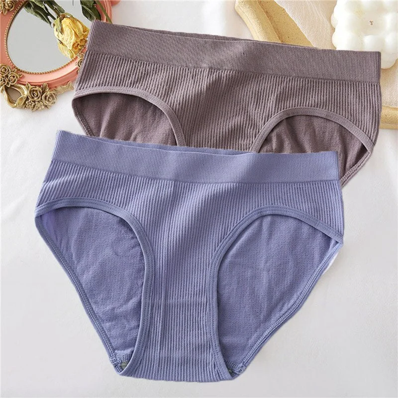 1/2PCS Seamless Panties Women Underwear Sexy Briefs Female Underpants Ladies Panties Intimate Lingerie Solid Color Girls Pantys