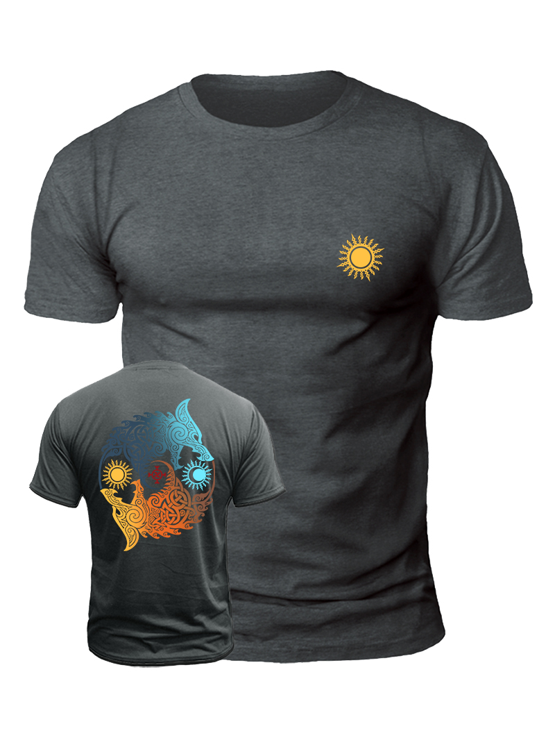 Men's Skoll And Hati Art Print Casual Short Sleeve T-shirt