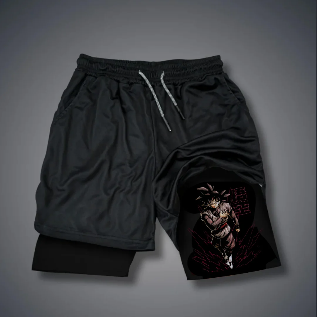 Dragon Ball Super Black Goku Print Men's All-In-One Fitness Shorts