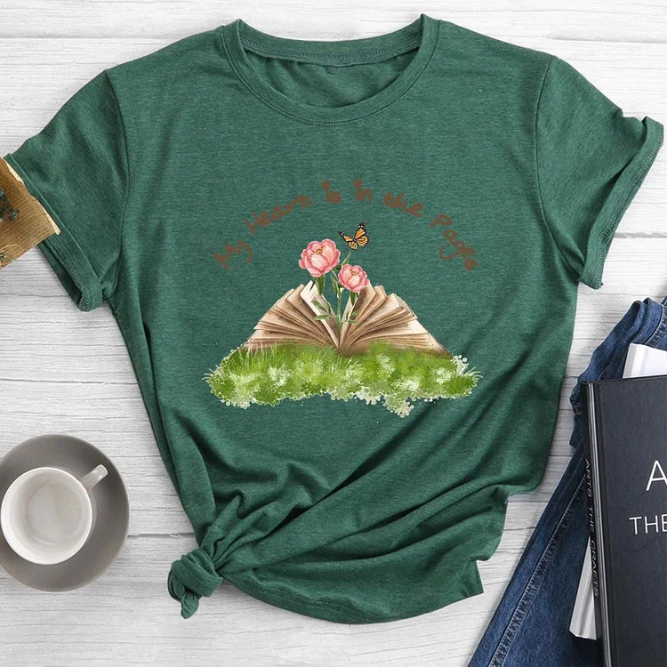 My Heart is in the Pages Round Neck T-shirt