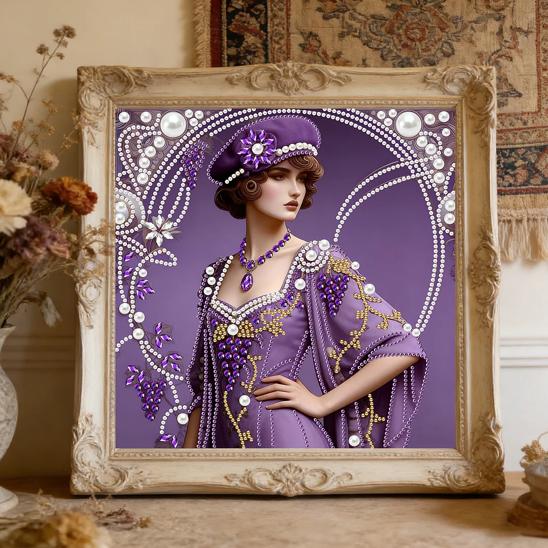 Purple Beauty Special Shaped 5D DIY Partial Drill Diamond Painting Kit 30x30cm