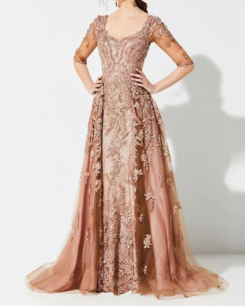Gown Mesh lace maxi dress