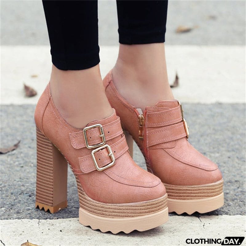 Microfiber High Heel Round Toe Leisure Shoes