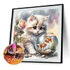 Cute Cat-Full Round Diamond Painting 30*30cm