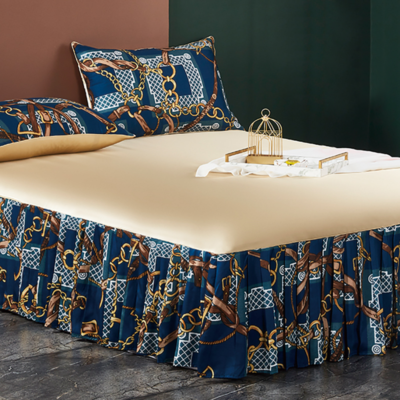 Franch Design Lasso Printed Silk Bed Skirt REAL SILK LIFE