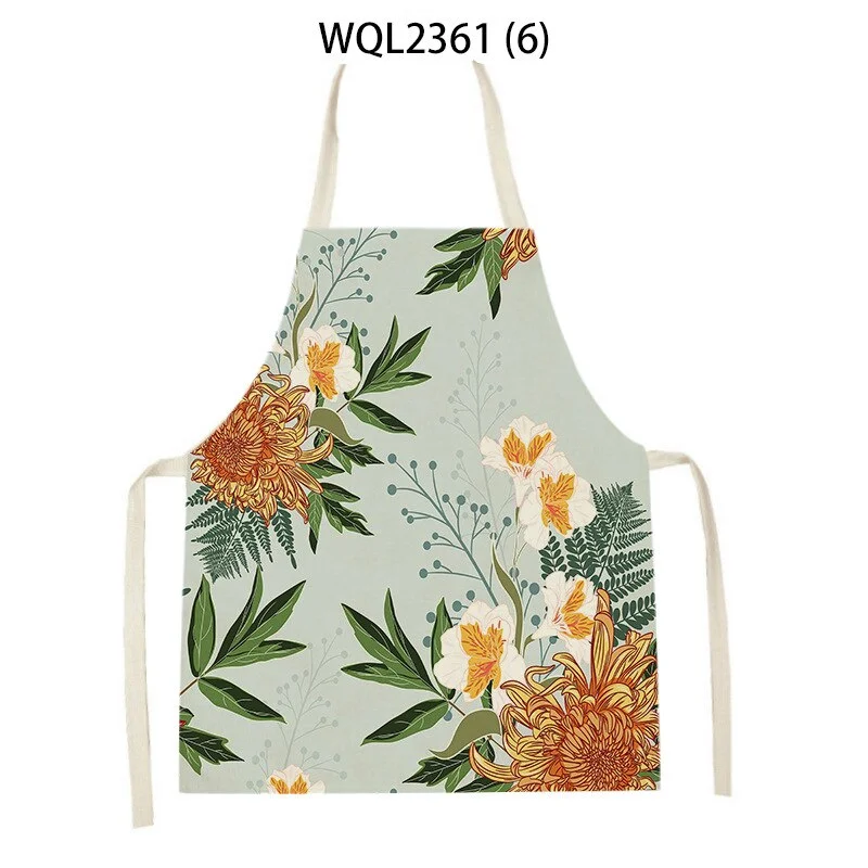 Linen Kitchen Apron - Plant Floral letclo 