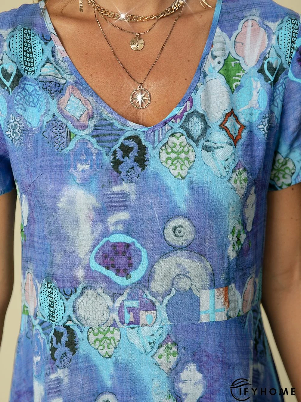 A-Line Short Sleeve Boho Weaving Dress | IFYHOME