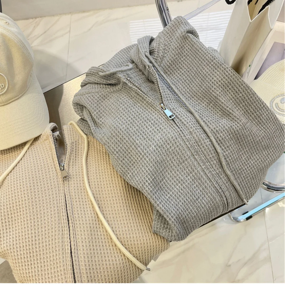 Brownm Brownm Hoodie Female Autumn New Loose Show Thin Design Sense Spring And Summer Coat Female Zipper Cardigan