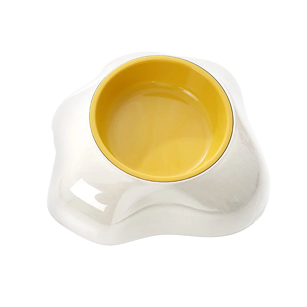 Pet Feeding Bowl Egg Yolk Shaped Food And Water Elevated Bowl Feeder