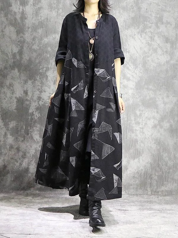 Original Geometry Stamped Split-joint Maxi Dress