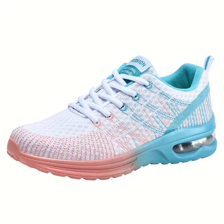Women's Ombre Color Running Shoes, Air Cushion Sole Lace Up Sneakers, Breathable Mesh Low Top Shoes, Women's Footwear