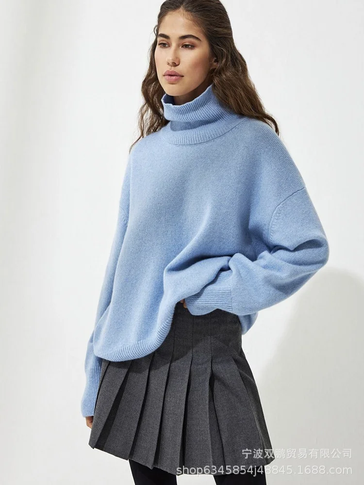 Athvotar Athvotar Multi-Color High-Necked Solid-Color Sweater Women Loose Collar Collar Collar Women's Clothing 66