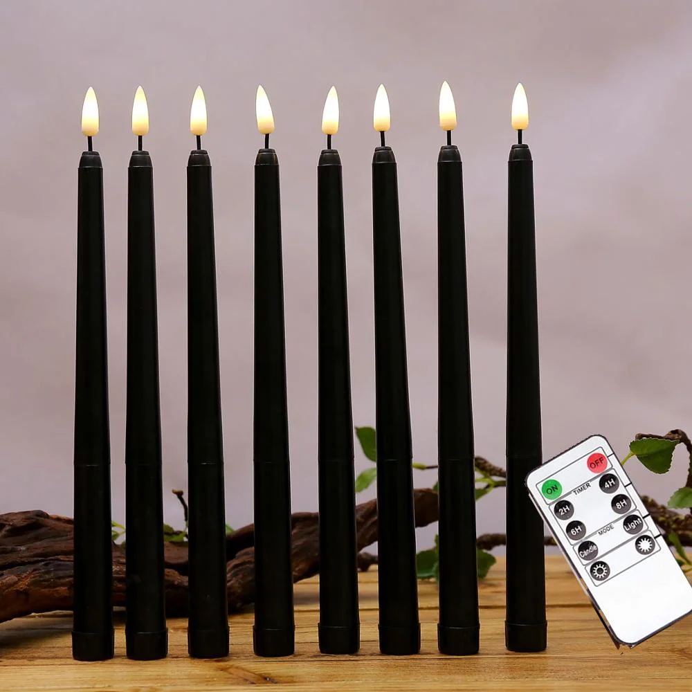 Nigikala of 6 Remote Control Black Flameless Candlesticks,Battery