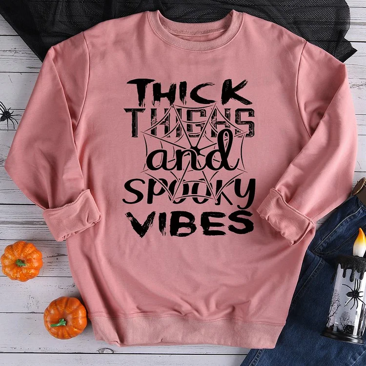 Thick Thighs and Spooky Vibes Sweatshirt-06980-Annaletters