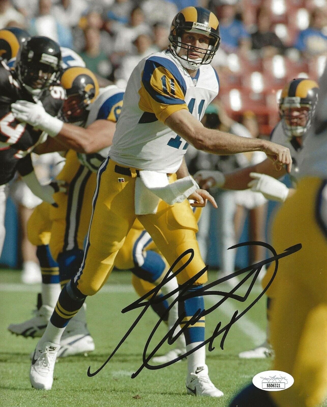 Jim Everett signed LA Los Angeles Rams 8x10 Photo Poster painting autographed JSA