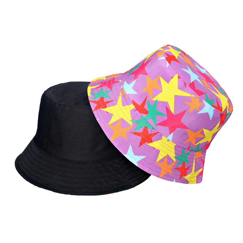 Double-sided fashion casual colored five-pointed star fisherman hat