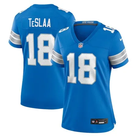 Women's Detroit Lions #18 Isaac TeSlaa  Blue Game Player Jersey