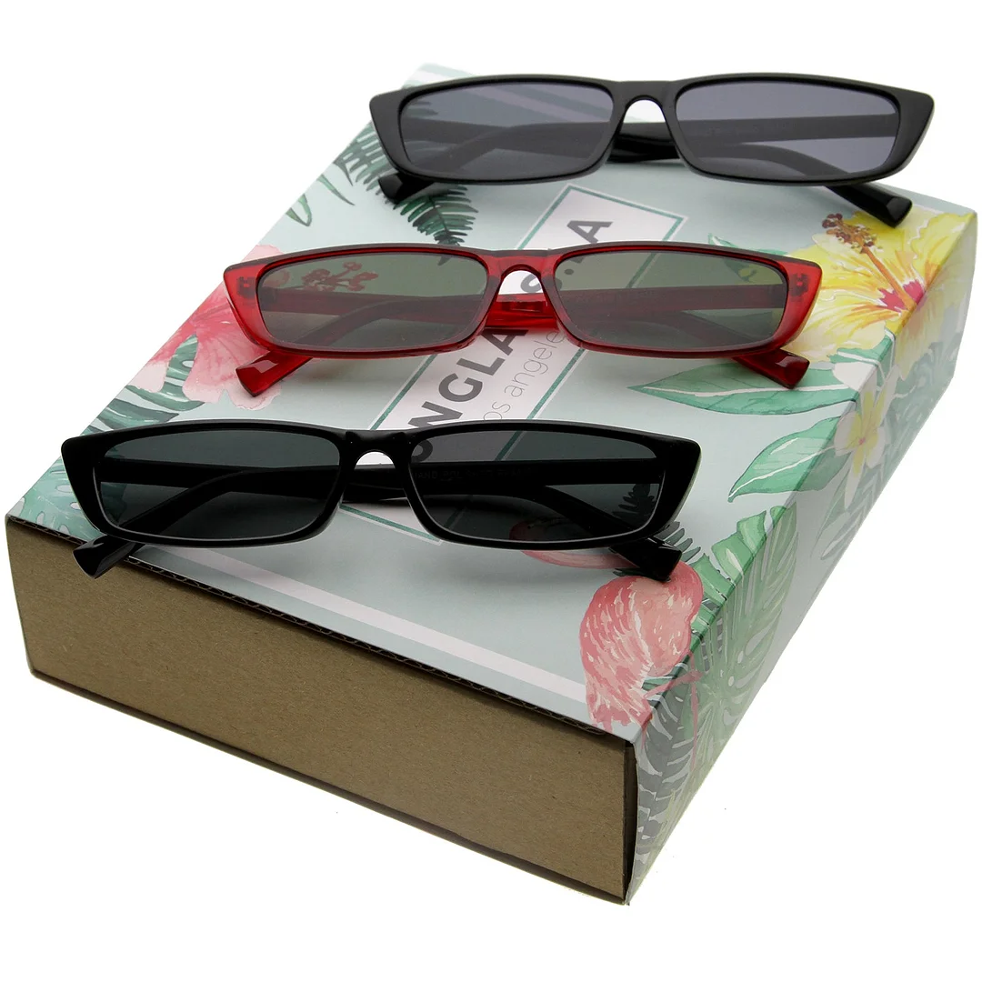 Retro Slim Rectangle Cat Eye glasses Neutral Colored Lens 57mm