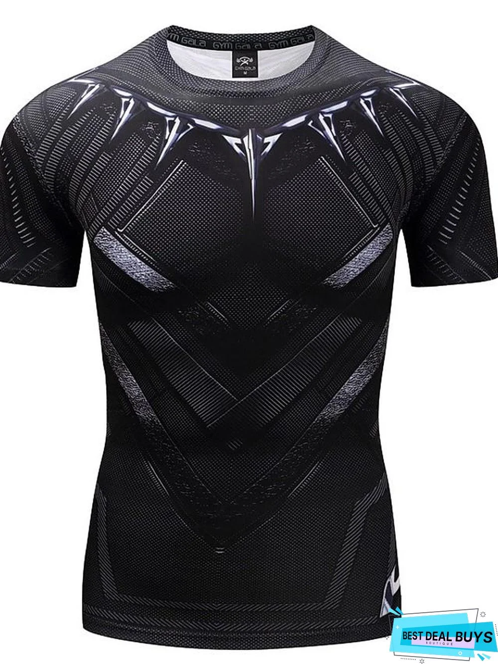 Men's 3D Graphic Print Slim T-Shirt Active Punk & Gothic Daily Sports Going Out Round Neck Black / Summer / Short Sleeve
